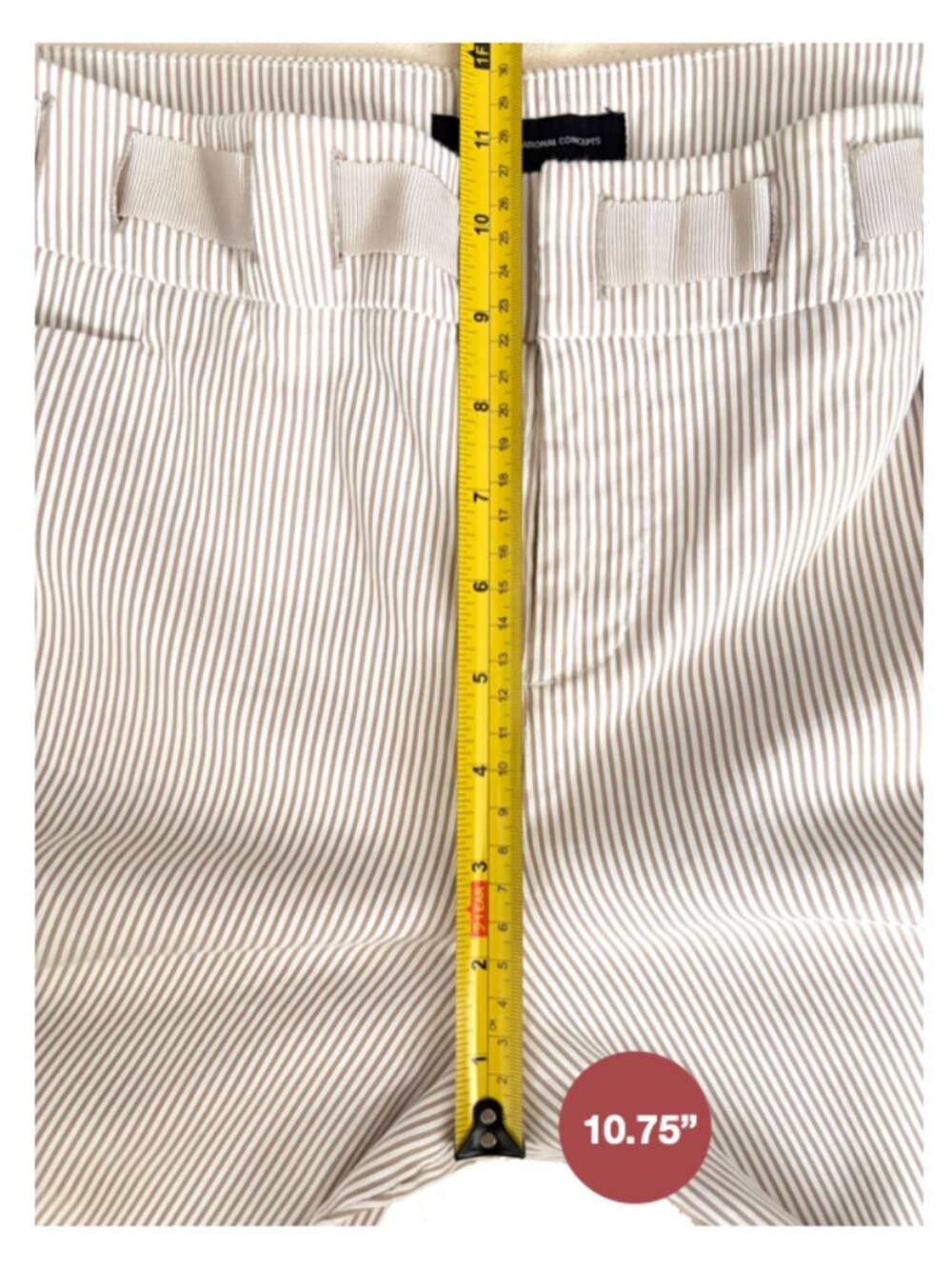 2/$29 INC ribbon waist cropped capri size 8 tan white pinstriped pants - Picture 8 of 12